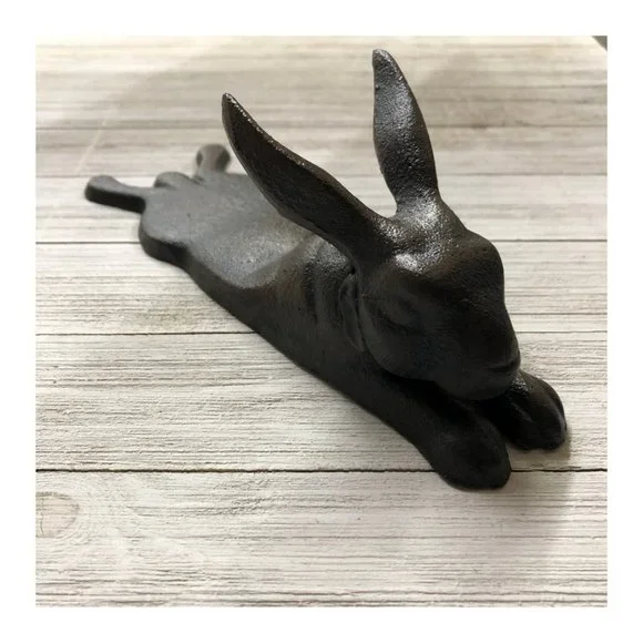 Antique Vintage Style Cast Iron Door Stop Rabbit Hare Wedge Rustic Black $15 - Picture 9 of 11